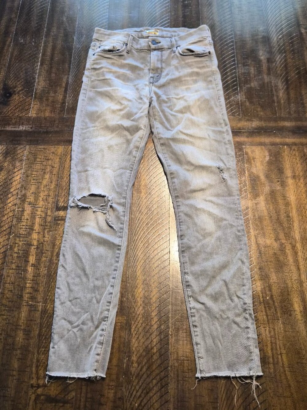 Mother Jeans 26 Looker Ankle Fray Gray Last Chance Skinny Raw Hem Stretch G941